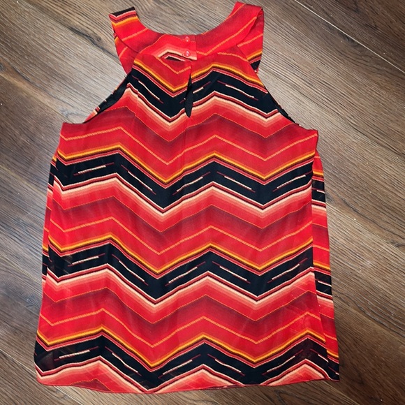 A. Byer sleeveless fully lined blouse size M Red Gold Black orange red - Picture 4 of 8